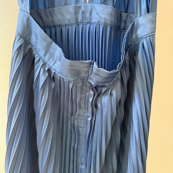 L’IDEE Chateau Pleated Halter Midi Dress Mediterranean Blue Sz 6 US - Picture 5 of 9